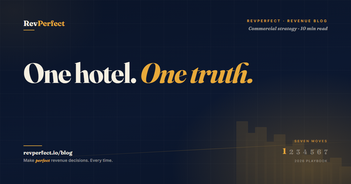 RevPerfect revenue blog thumbnail showing one demand truth for hotel commercial strategy