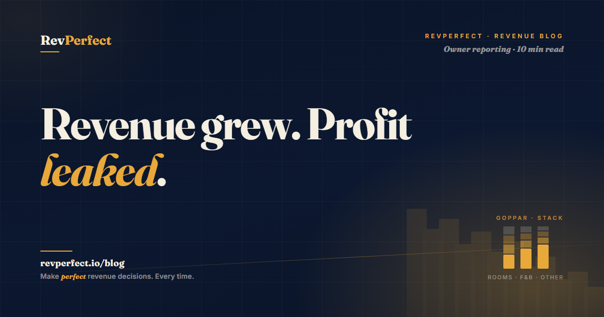RevPerfect revenue blog thumbnail for hotel flow-through and margin leak